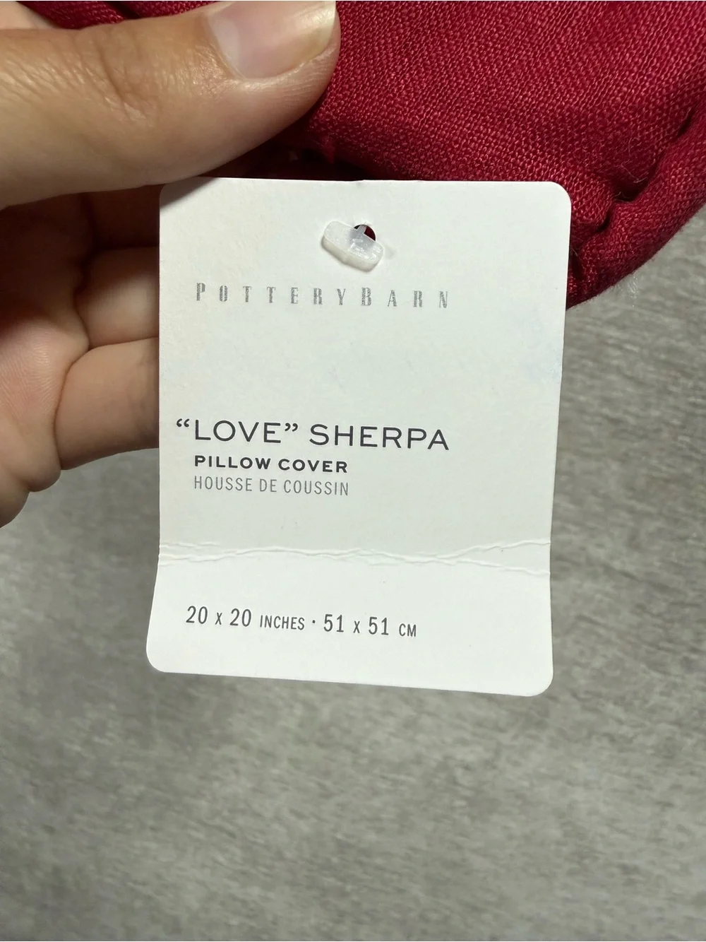 Pottery Barn LOVE Sherpa Pillow Cover 20x20 Red White Valentine’s NWT